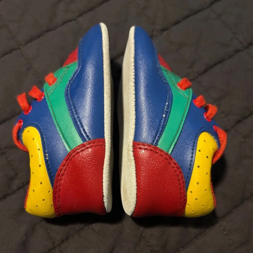 Vintage Infant Multi Color Soft Sole Sneakers Primary Blue‎ Red Yellow Shoes